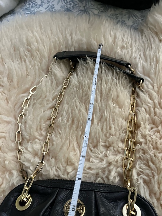 Tory Burch Black Leather Shoulder Bag with Gold Chain Strap